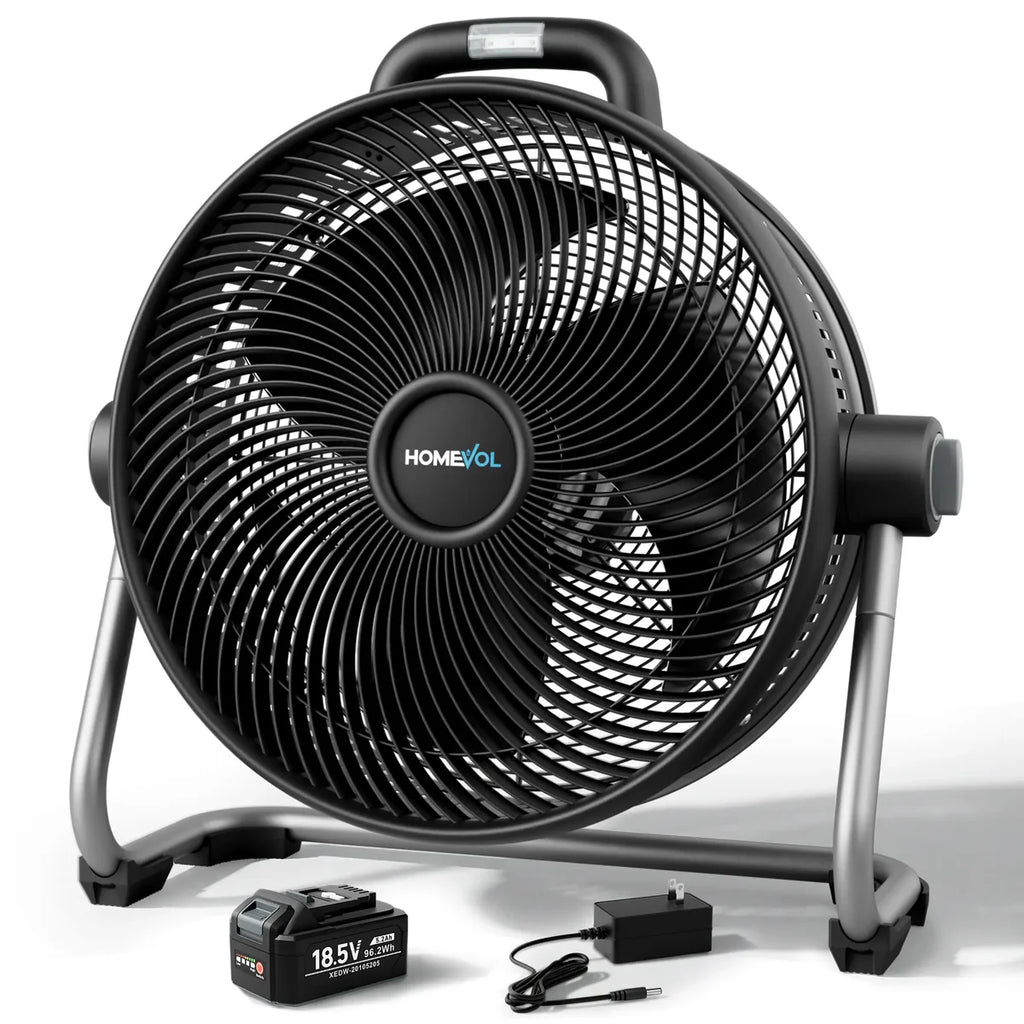AIRLOOM™ Portable 20" Battery-Powered Floor Fan for Jobsite, Camping & Garage