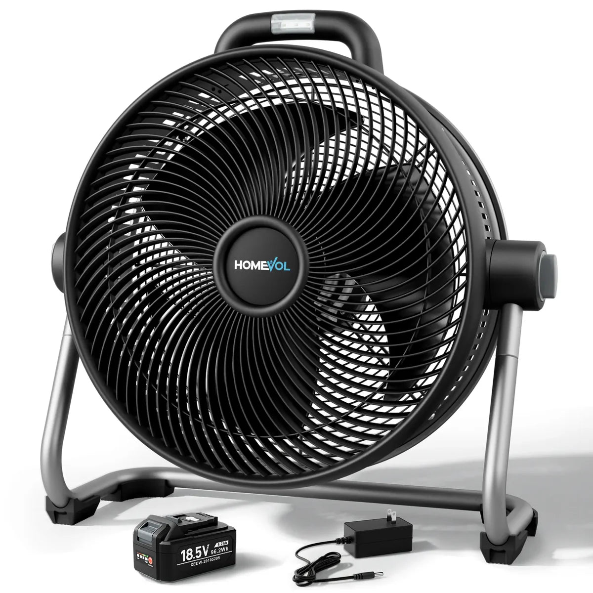 AIRLOOM™ Portable 20" Battery-Powered Floor Fan for Jobsite, Camping & Garage