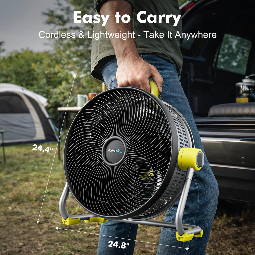 AIRLOOM™ Portable 20" Battery-Powered Floor Fan for Jobsite, Camping & Garage