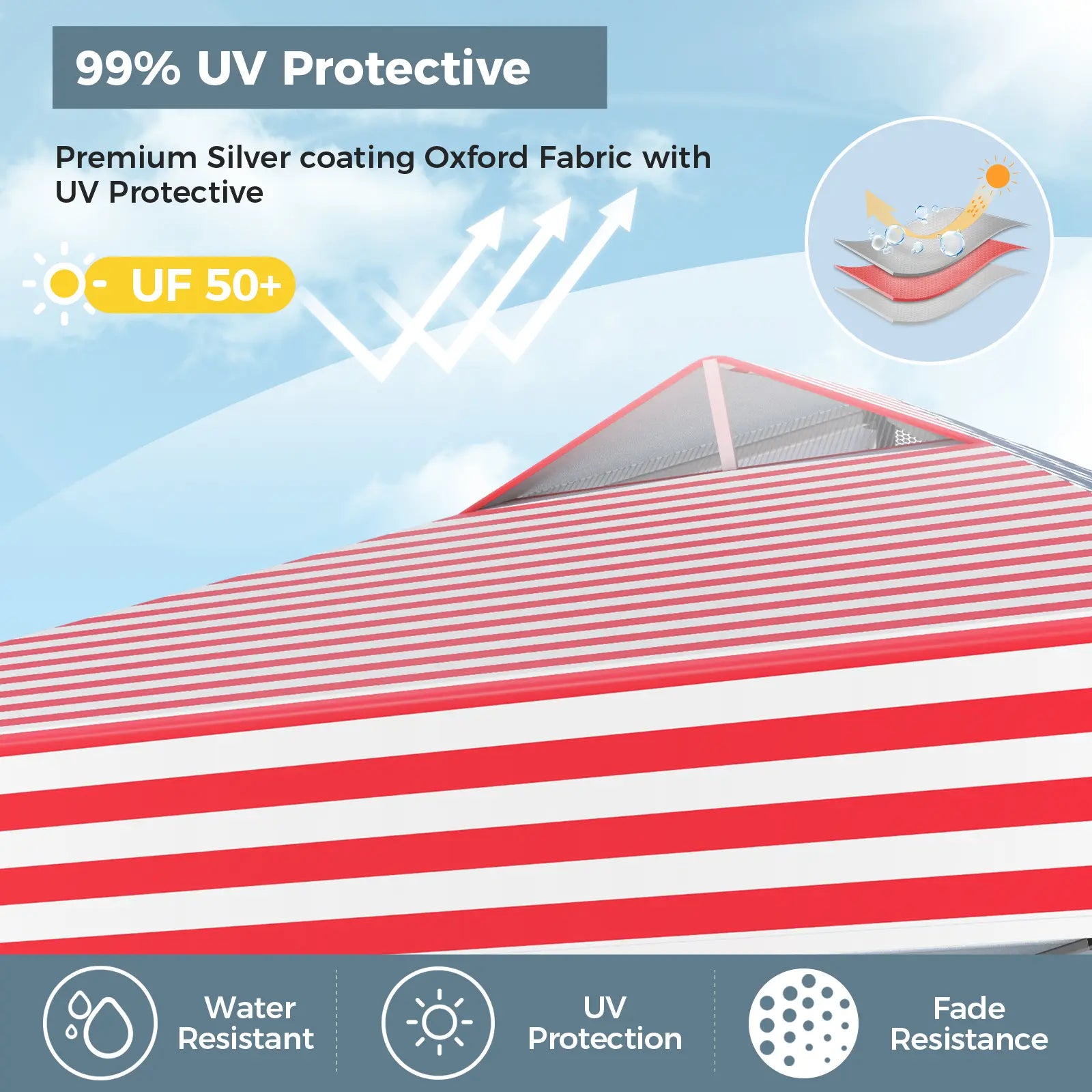 Pop-up canopy featuring a one-touch locking design, includes a wheeled carrying bag.