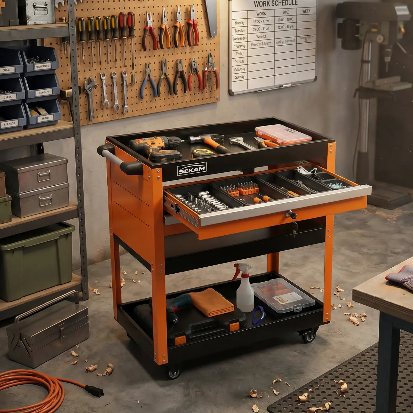 440-Pound Capacity 3-Tier Mobile Tool Cart