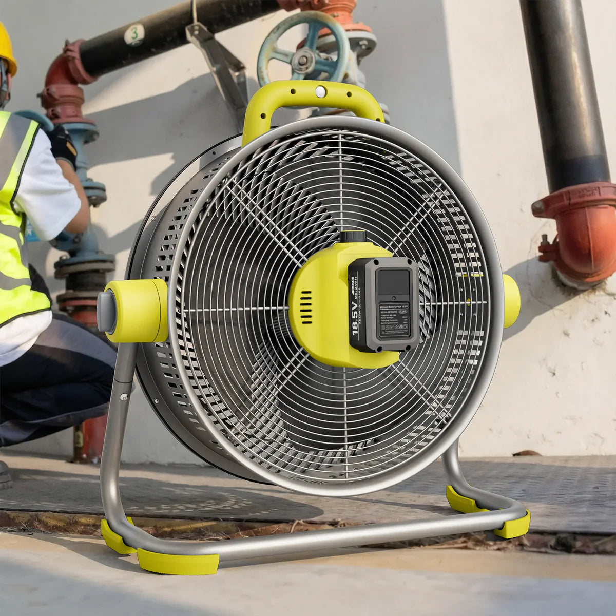 AIRLOOM™ Portable 20" Battery-Powered Floor Fan for Jobsite, Camping & Garage