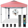 Pop-up canopy featuring a one-touch locking design, includes a wheeled carrying bag.