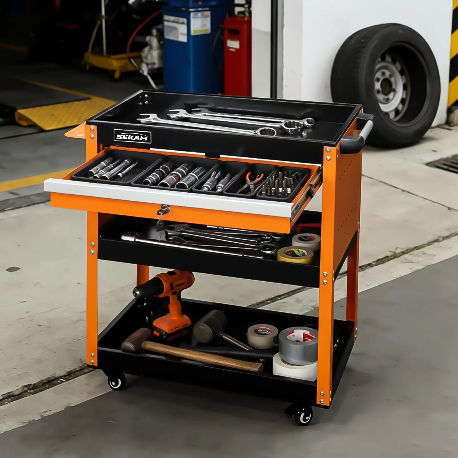 440-Pound Capacity 3-Tier Mobile Tool Cart